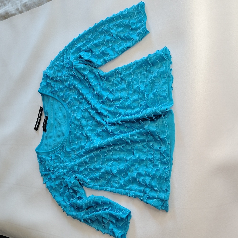 Travel Elements Ruffled Top Size M Bandage Ruffles 3/4 Sleeves Vacation Resort - Picture 9 of 11